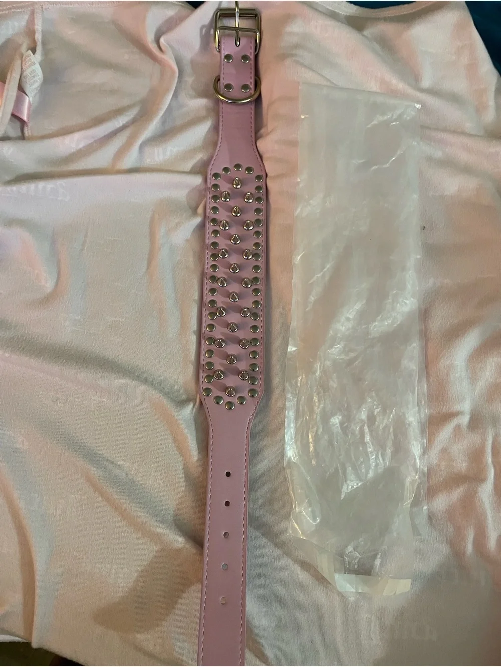 Pink Spiked Studded Pet/human Collar Small Cat Dog Adjustable 20in L NWT